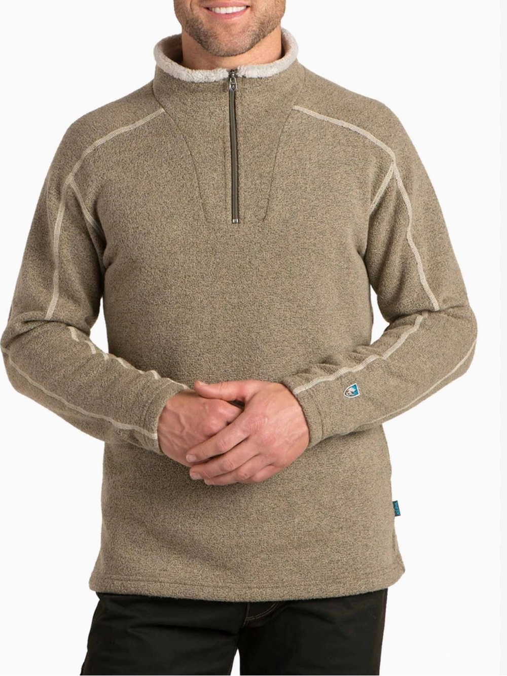 KÜHL Europa 1/4 Zip Pullover Men’s Brown Fleece Lined Outdoor Sweater EUC